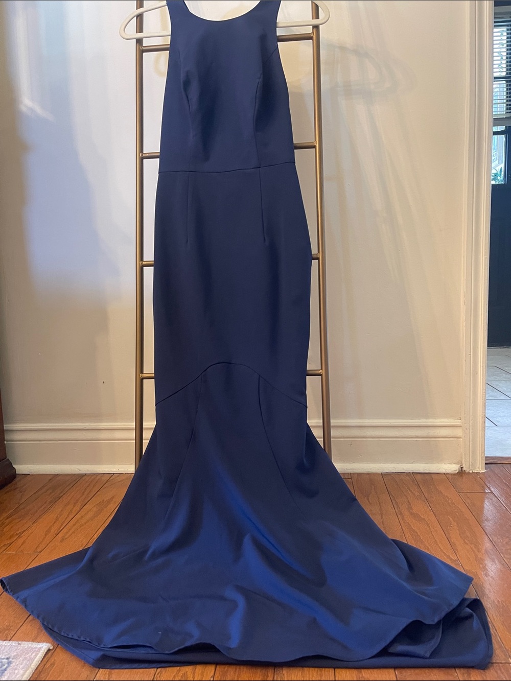 Elegant Midnight Blue Mermaid Prom Gown